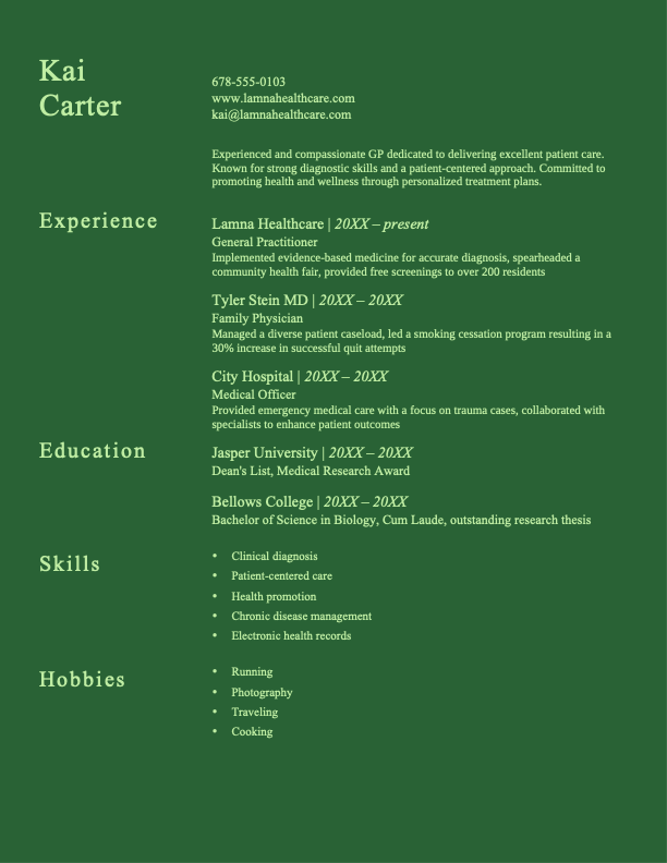 Monochrome professional resume